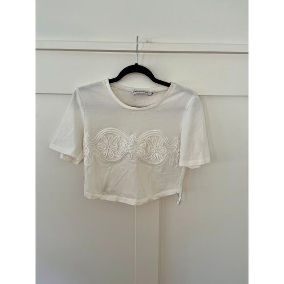 Self-Portrait Lace Applique Tee Shirt White Size 6 - Picture 3 of 7